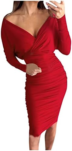 Nokmopo padajuće haljine za žene 2022 Ženska puna boja dugih rukava s patentnim zatvaračem s dugim rukavima seksi haljina za haljinu