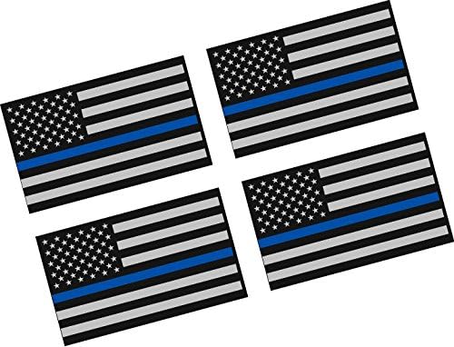 Tanka plava linija Američka zastava / 4 paket / 2 Policajci za vinilni vozilo podržava grafičke naljepnice