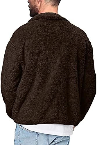 XZHDD Fleece jakne za muške, pad zimskih patentnih zatvarača ovratnik plaćene dukseve Sherpa Fluffy provjerena casual gornji odjećni