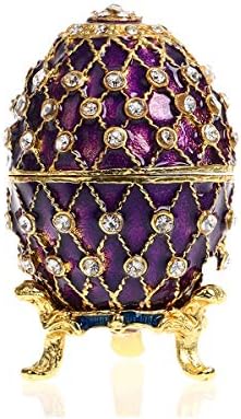YU FENG Faberge kutija za sitnice u obliku jaja sa šarkama Držač prstena za nakit kolekcionarske figurice sa kristalima