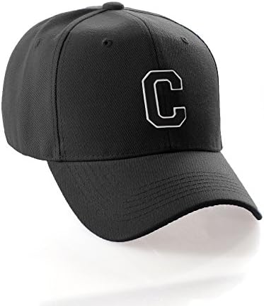 Klasični bejzbol šešir po mjeri A do z inicijalno pismo, crna kapa bijela crna