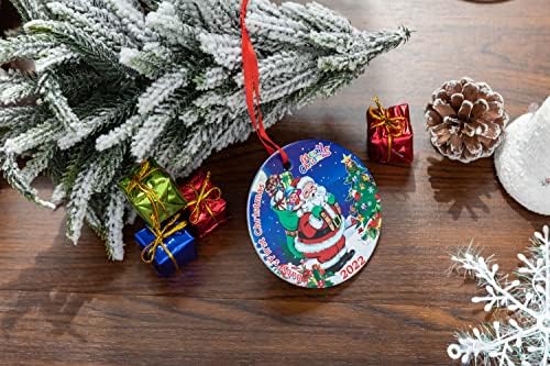 Bebin prvi Božićni Ornament 2022 vanjski Božić Tree dekorativni viseći ukrasi 3 inča okrugli dvostrani štampani keramički lim za novorođenu
