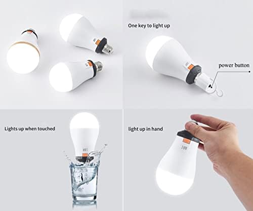 LED sijalica za hitne slučajeve sa prekidačem za kuku punjiva sijalica 15W dnevna svjetlost Bijela LED inteligentna sijalica za hitne