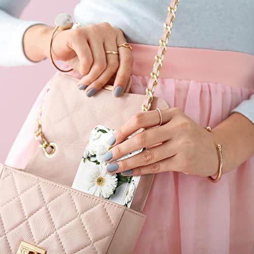 Bijela Daisy Bunch mala torbica za ruž sa ogledalom za torbicu, izdržljiva kožna kozmetička torbica za šminkanje, prijenosni putni