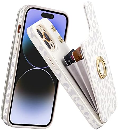 Elteker iPhone 14 Pro Max futrola za telefon sa držačem kartice, iPhone 14 Pro Max torbica za novčanik za žene sa prstenastim postoljem,kožna
