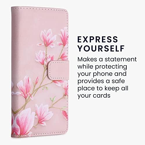 kwmobile torbica za novčanik kompatibilna sa Apple iPhone 13/14-futrola od umjetne kože-Magnolias Pink / White / Dusty Pink