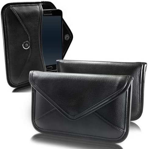 Boxwave Case kompatibilan s Samsung Galaxy On7 Prime - Elite kožna glasnik torbica, sintetički kožni poklopac koverte dizajn - JET CRNI