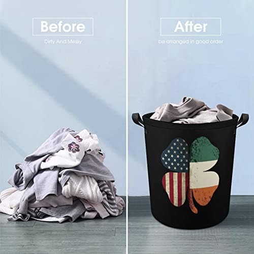 Vintage Irska američka zastava Shamrock korpa za pranje veša sklopiva torba za odlaganje kante za veš sa ručkama