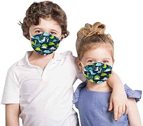 10 PC dječje maske za ribu s dizajnom slatke dinosauruse štampane 4-slojne 3d Maske_disposable sa žicom za nos za dječake školu za djevojčice