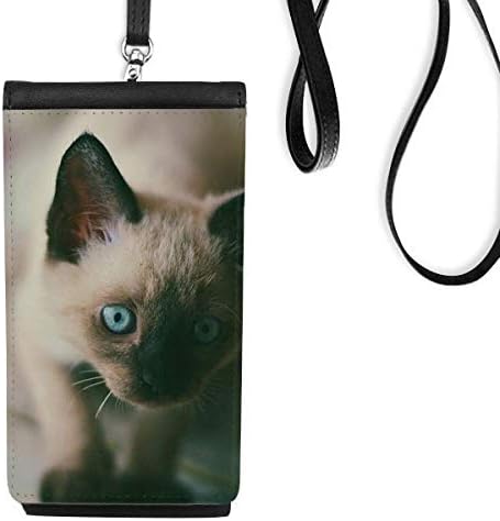 Životinjska plava oka mačića siva fotografija Telefon novčanik torbica Viseće mobilne torbice Crni džep
