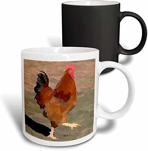 3drose mug_49838_1 Big Red - Rooster - Farm Animal Art keramička šolja, 11 oz, višebojna