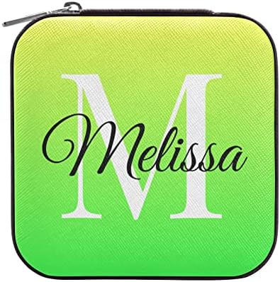 Emelivor zeleni gradijent prilagođena putna torbica za nakit PU Koža personalizirana Prijenosna kutija za nakit organizator putovanja