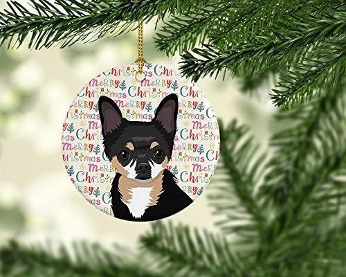 Caroline's Treasures WDK2102CO1 Chihuahua Tricolor 2 Božić keramički ukras, ukrasi za jelku, viseći ukras za Božić, praznik, zabavu,
