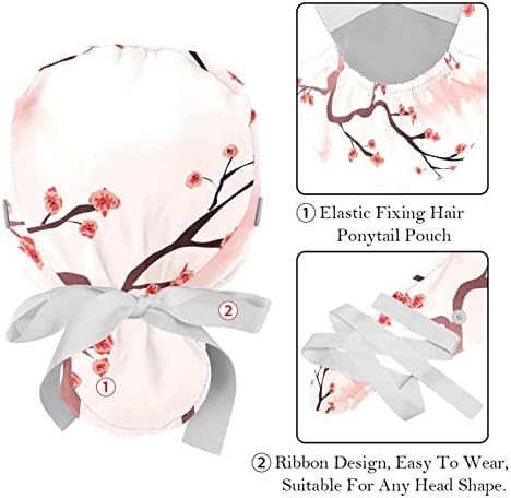 2 komada cvjeta trešnje leptiri rade kape s tipkama elastična bouffant kapa s duksevima