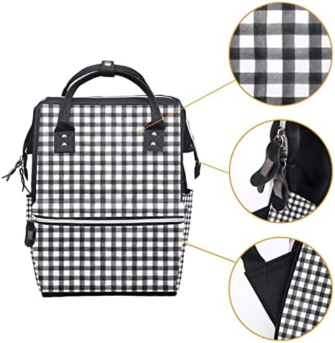 Guerotkr putni ruksak, ruksak za torbu pelena, ruksak pelena, plairani crno-bijeli vintage