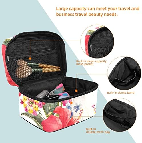 Mala šminkarska torba, patentno torbica Travel Cosmetic organizator za žene i djevojke, papagaj tropskih hibiskusa cvjetni