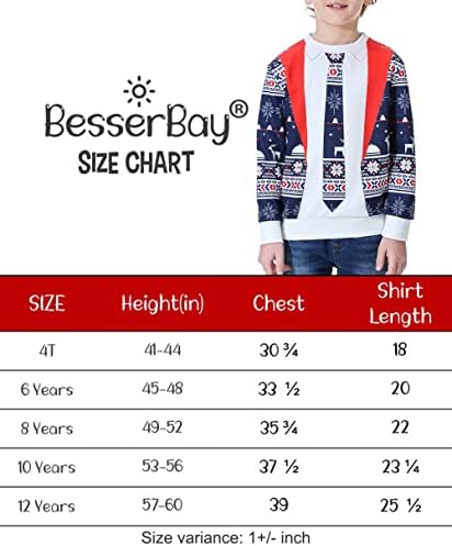 Besserbay Kid's Božićni ružni dukseri Xmas Funny majica s dugim rukavima 4-14 godina