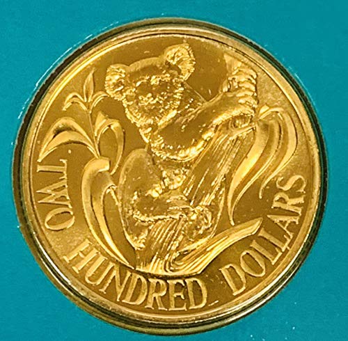 1986 AU Australija 200 dolara zlatna koala necrtela kovanica kraljevska australijska metvica 22 karat zlato 200 USD necrtulira
