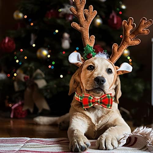 Bobo Rainbow ovratnik za pse - Božićni crveni plaid ovratnik za pse Bowtie Poklon mekan luk ovratnik sa lukom podesivim metalnim kopčom