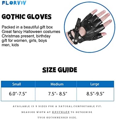 FLORVIV crne rukavice bez prstiju PU umjetna koža Goth Cosplay kostim Punk Halloween Performance za žene djevojke