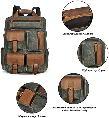 Platno vodootporno vodootporno platno + kožni veliki ruksak ruksak Rangack Ranapska torba za laptop za muškarce FB1170