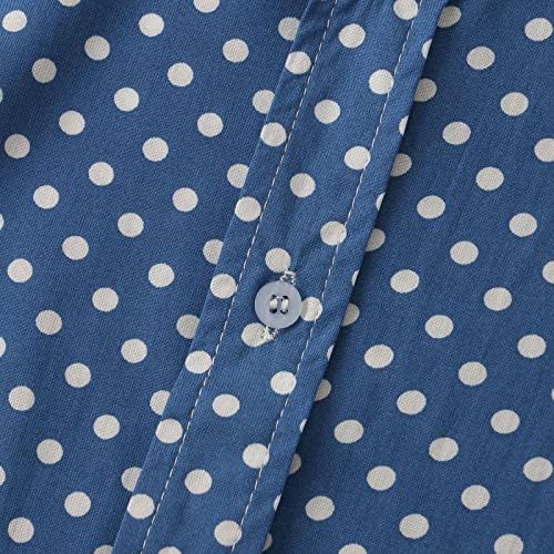 Košulje za muškarce tiskane pamučne posteljine top polka dot ispis rever kratkih rukava majica Muška majica Dugme Ležerne prilike