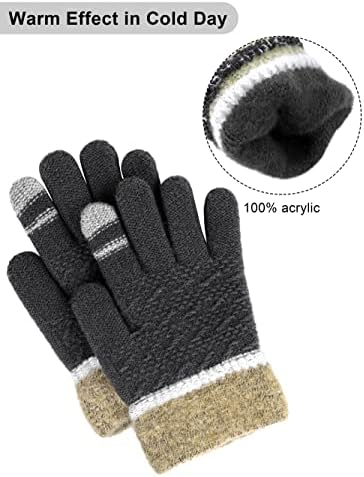 Cooraby 4 para zimske rukavice za decu rukavice sa toplim podstavom za dečake devojčice deca zimske tople rastezljive pletene rukavice