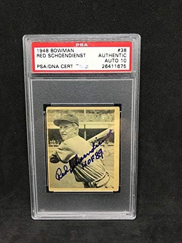 Red Schoendienst potpisao 1948 Bowman # 38 Rookie Card HOF 89 INSC PSA / DNK Auto 10 - bejzbol pločaste rookie kartice