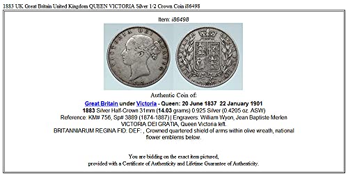 1883 UK 1883 Velika Britanija Velika Britanija Ujedinjeno Kraljevstvo Kraljica Victor Pola kruna Dobro neverovatno