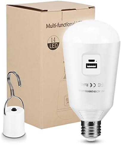 LED Sijalice, LED sijalica za hitne slučajeve Sunsbell 7W E27 USB punjenje multifunkcionalne vodootporne punjive sijalice viseća lampa, šatorsko svjetlo za kućno kampovanje nestanak struje za hitne slučajeve