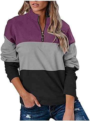 Ženska četvrt zatvarača Lagane pulover Duksevi u boji Blok dugih rukava Ležerne prilike bluza
