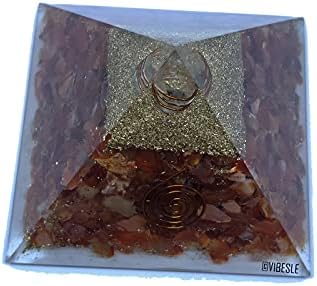 Vibesle Carnelian Bonsai Gemstone Tree & Carnelian Crystal Orgone piramida | Feng Shui Décor Buddha soba Bonsai uredski stol Dobra