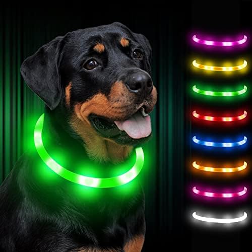 Dynmeow Light up ovratnik za pse, treptajući LED-ov ovratnik USB punjivi sjaj u mraku, sigurnosna noćna svjetla za male srednje velike