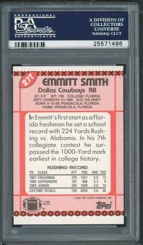 EMMITT SMITH 1990 TOPPS Trgovao je fudbalsku rookie karticu RC # 27T Ocjenjivača PSA 9 metvice - nepotpisane nogometne karte