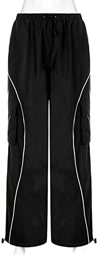 Teretne hlače Srednja odjeća elastična struka vuče nacrtač hlača sa niskim usponom pantalone obične široke noge s džepovima redovno