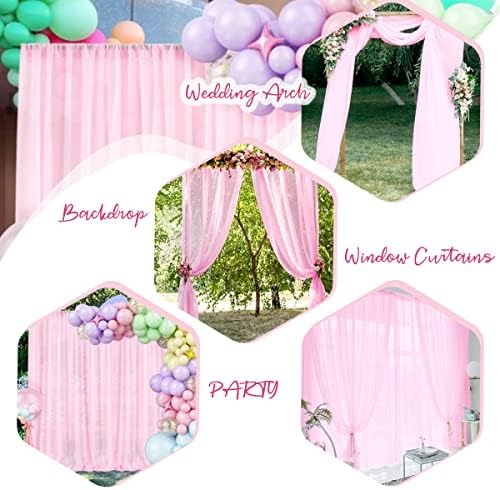 Pink Backdrop zavjesa za zabave ružičasto šifon čista tkanina Drape vjenčani luk pozadina za rođendan Party Photo Baby tuš 10ft x 10ft