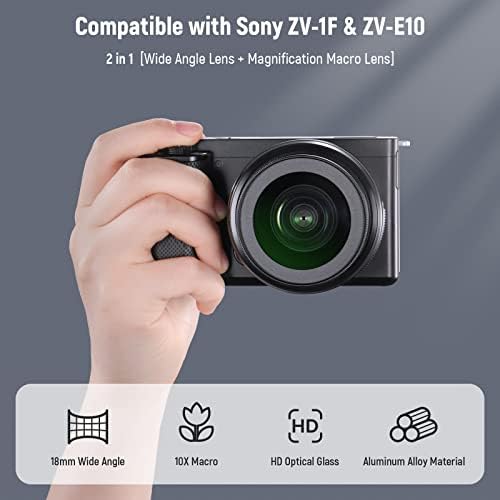 NEEWER 40.5 mm HD širokougaoni objektiv kompatibilan sa Sony ZV-1F ZV-E10 A5000 A6000, 2 u 1 18mm širokougaoni & 10x makro dodatni