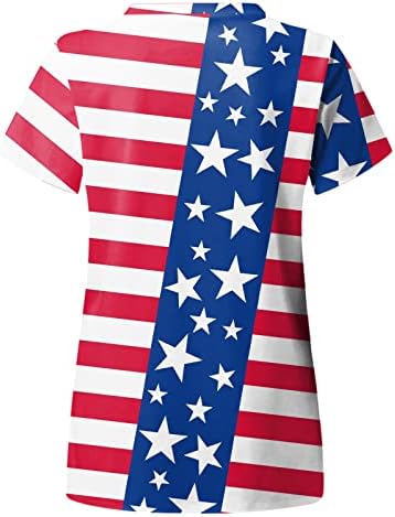 4. jula vrhovi za žene američke zastave ljetne kratke rukave V izrez majice sa 2 džepa bluze praznična Ležerna radna odjeća
