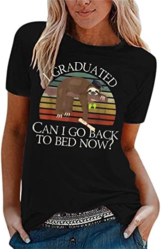 Beuu Havajske majice za žene Diplomski sezona tiskani okrugli vrat kratkih rukava Tors T majica Tunika bluza Ljeto