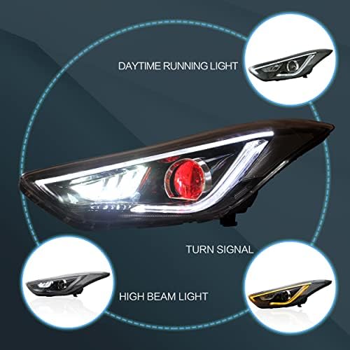 Vland LED sklop farova za 2012-2015 Hyundai Elantra sa demonskim očima i d2h HID sijalicama