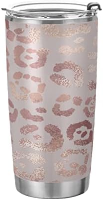 Leopard Print Cheetah Rose Gold izolirana šalica sa slamnom poklopcem vakuum za nehrđajuću čeličnu čeliku bocu za vodu za vodu u kafi