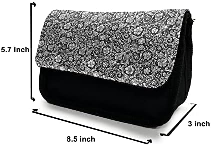 Lunarna viktorijanska futrola za viktorija, jednobojno vrtlozi, torba za olovke tkanine s dvostrukim zatvaračem, 8,5 x 5,5, crno-bijelo