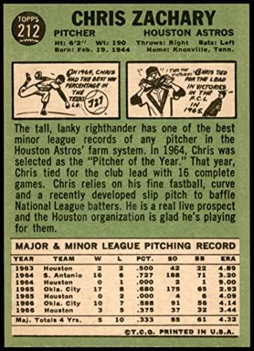 1967. topps 212 Chris Zachary Houston Astros NM / MT Astros