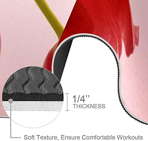 6mm ekstra debela prostirka za jogu, Flower Red Tulip Print Eco-Friendly TPE prostirke za vježbanje Pilates Mat sa za jogu, trening,