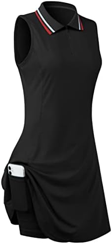 FREEYE ženske Polo haljine za Golf tenis bez rukava sa unutrašnjim šortsom＆džepovi za vježbanje