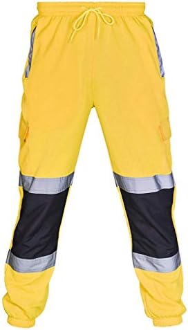 WenKomg1 Hi Vis pantalone za muškarce, vidljive reflektirajule vrpce otporne na mrlje vodootporne građevinske radove CE pantalone