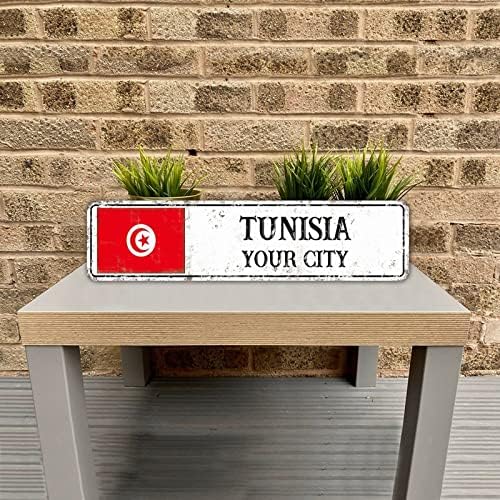 TUNISIA Flag Street Sign personaliziran vaš grad Dekorativni zidni ulični znak Tunis Hometown potpisao se za seosku barur Spremnik