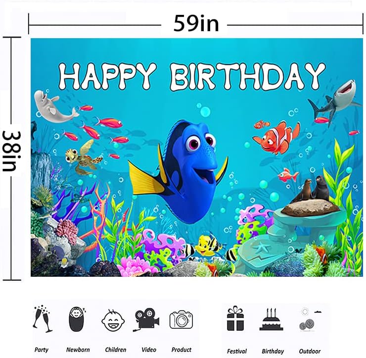 Pod morem pozadina za rođendanske zabave dekoracije plava Finding Nemo Banner za Baby Shower potrepštine 5x3ft