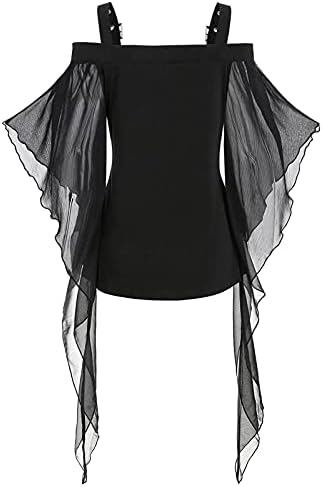 Seksi Goth odjeća za žene mrežaste leptir truba rukave majice starinske hladne bluze za rame Halloween Kostimi