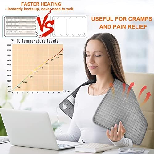 TOPSOSO električni jastuk za grijanje - 100 x 50 cm izuzetno veliki jastučić za grijanje za ublažavanje bolova u leđima, 10 postavki